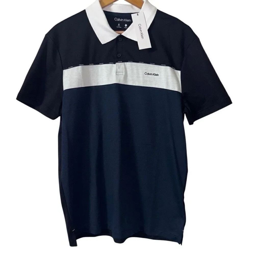 Calvin Klein Tape Logo Coloblock Polo dark sapphire medium new